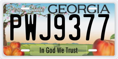 GA license plate PWJ9377