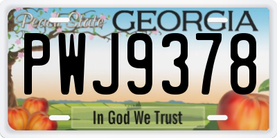 GA license plate PWJ9378