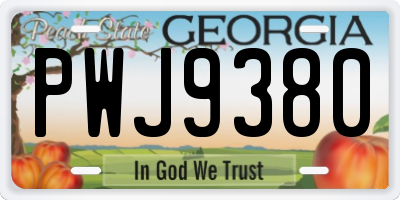 GA license plate PWJ9380