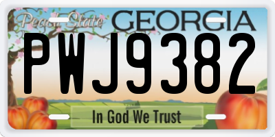 GA license plate PWJ9382