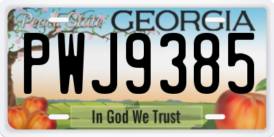 GA license plate PWJ9385