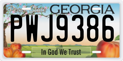 GA license plate PWJ9386