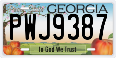 GA license plate PWJ9387