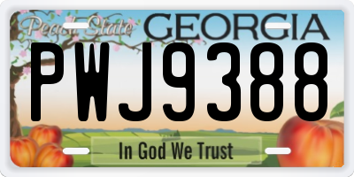 GA license plate PWJ9388