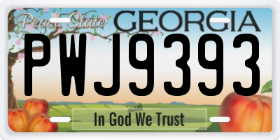 GA license plate PWJ9393