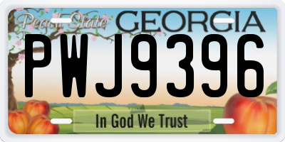 GA license plate PWJ9396
