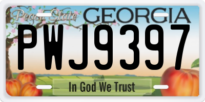 GA license plate PWJ9397