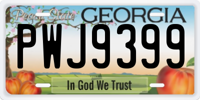 GA license plate PWJ9399