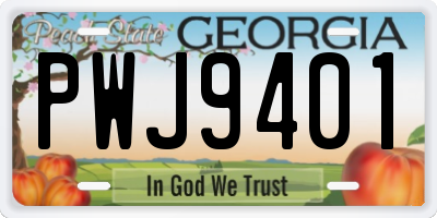 GA license plate PWJ9401