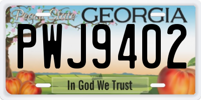 GA license plate PWJ9402