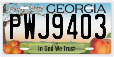 GA license plate PWJ9403