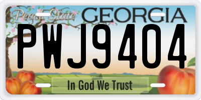 GA license plate PWJ9404