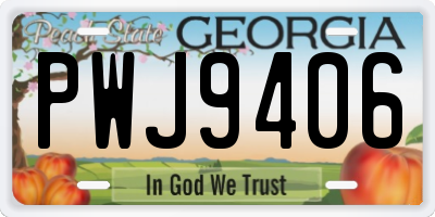 GA license plate PWJ9406