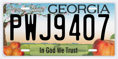GA license plate PWJ9407
