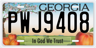 GA license plate PWJ9408
