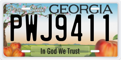 GA license plate PWJ9411