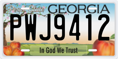 GA license plate PWJ9412