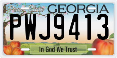 GA license plate PWJ9413