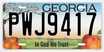 GA license plate PWJ9417