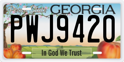 GA license plate PWJ9420