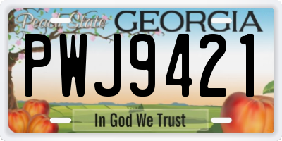 GA license plate PWJ9421