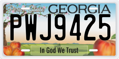 GA license plate PWJ9425