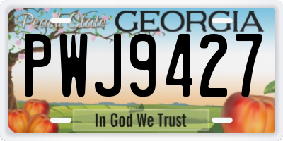 GA license plate PWJ9427