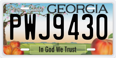 GA license plate PWJ9430