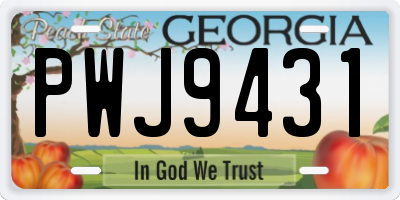 GA license plate PWJ9431