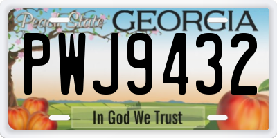GA license plate PWJ9432