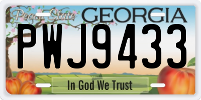 GA license plate PWJ9433