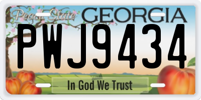 GA license plate PWJ9434