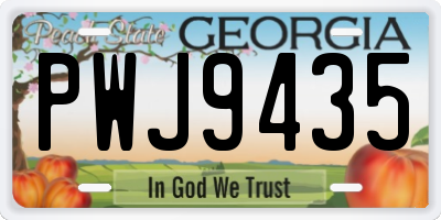GA license plate PWJ9435