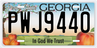 GA license plate PWJ9440