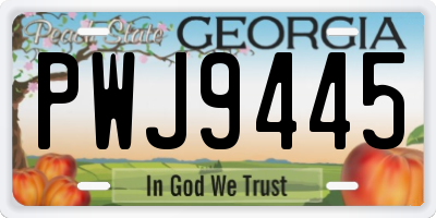 GA license plate PWJ9445