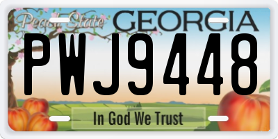 GA license plate PWJ9448