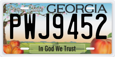 GA license plate PWJ9452