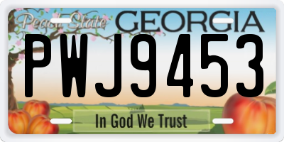 GA license plate PWJ9453