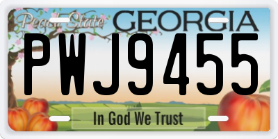 GA license plate PWJ9455
