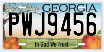 GA license plate PWJ9456