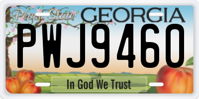GA license plate PWJ9460