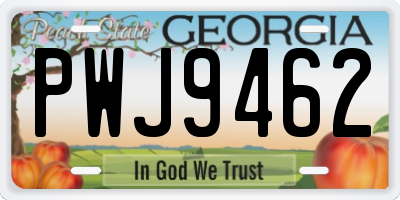 GA license plate PWJ9462