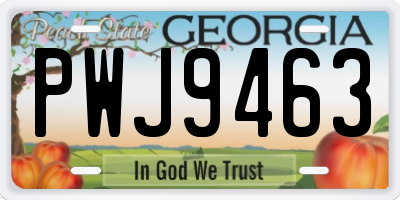 GA license plate PWJ9463