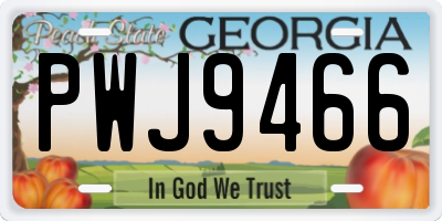 GA license plate PWJ9466
