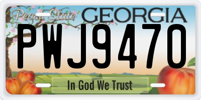 GA license plate PWJ9470