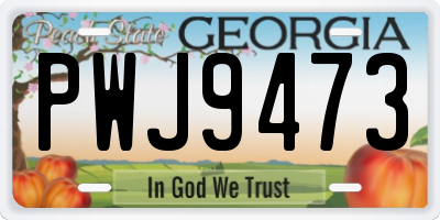 GA license plate PWJ9473