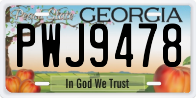 GA license plate PWJ9478