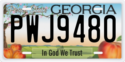 GA license plate PWJ9480