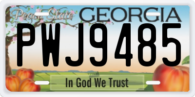 GA license plate PWJ9485