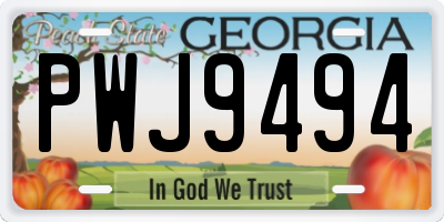 GA license plate PWJ9494